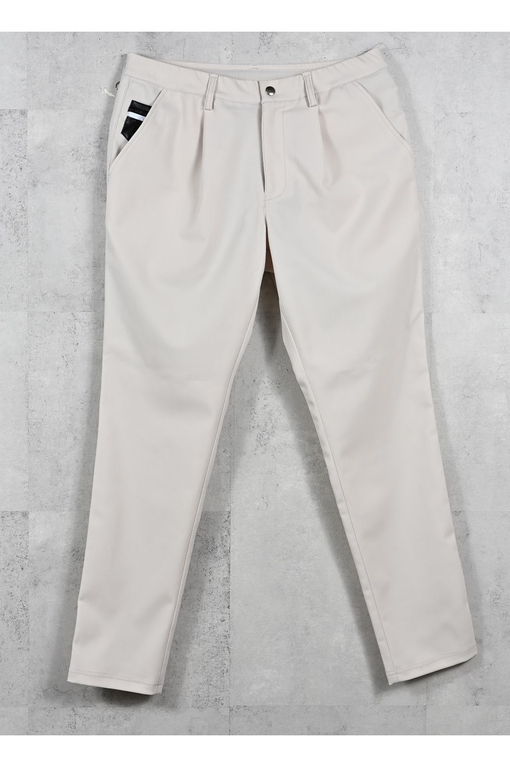 GAVIRIA SLACKS EASY PANTS / ドライタッチ エコレザーコインポケット スラックス型イージーパンツ (ベージュ) (3月中旬入荷予定) ※オーダー締切12/13(土)17:00