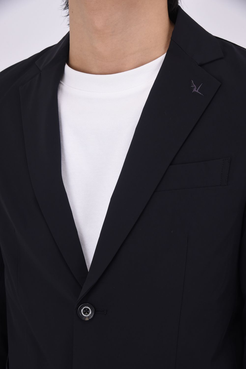 【26SS】【セットアップ】 NYLON JACKET & SLACKS / ナイロン テーラードシングルジャケット&イージースラックス (ブラック)