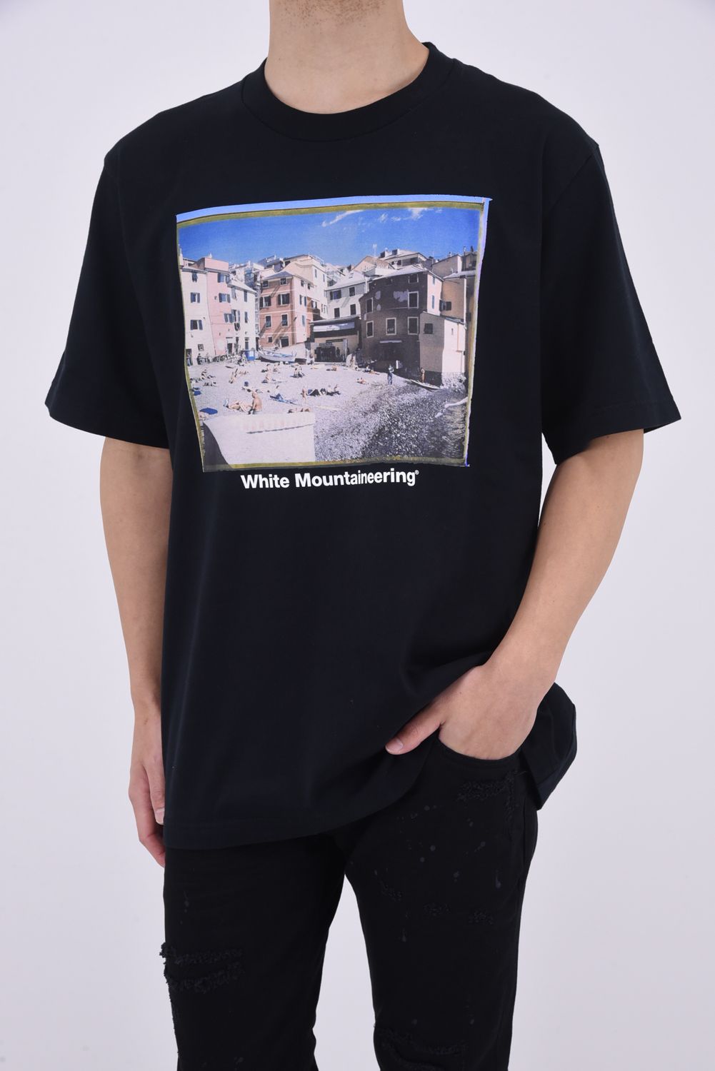 "GENOVA" PHOTO T-SHIRT / フォトプリント レギュラーシルエット クルーネック 半袖 Tシャツ ブラック