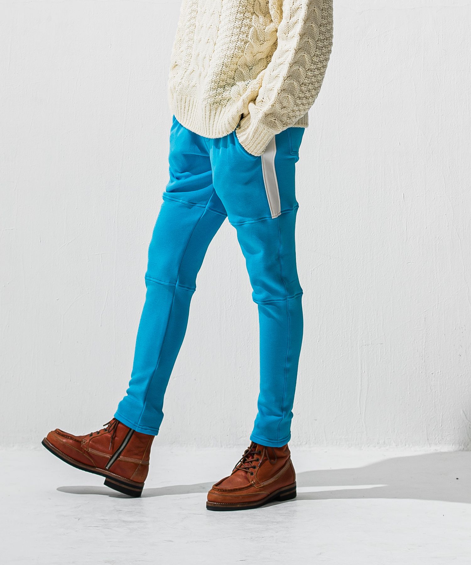 VELOURS FLEECE JT PT / 裏起毛 ベロアフリース ワンタックラインパンツ (ブルー) (11月中旬入荷予定) ※オーダー締切:9月7日(月)17時