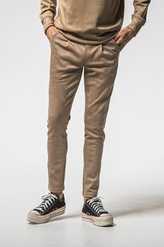 CHRIS EASY HEAT TUCK PANTS / スウェードジャージー スラックスイージータックパンツ (ブラウン) (1月上旬入荷予定) ※オーダー締切：9月1日(月)18:00
