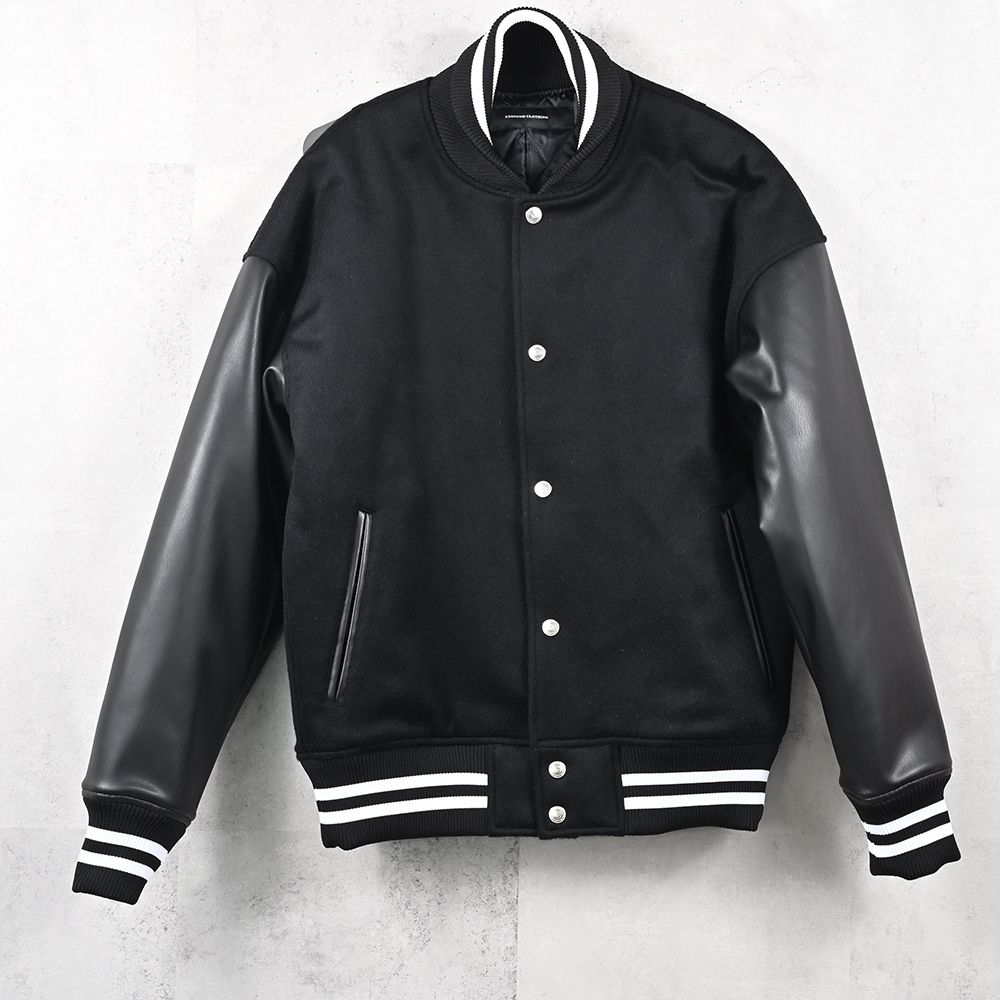 Varsity jacket / ウール100% エコレザースリーブ スタジャン (ブラック) (10月末入荷予定) ※オーダー締切:5月23日(土)17時
