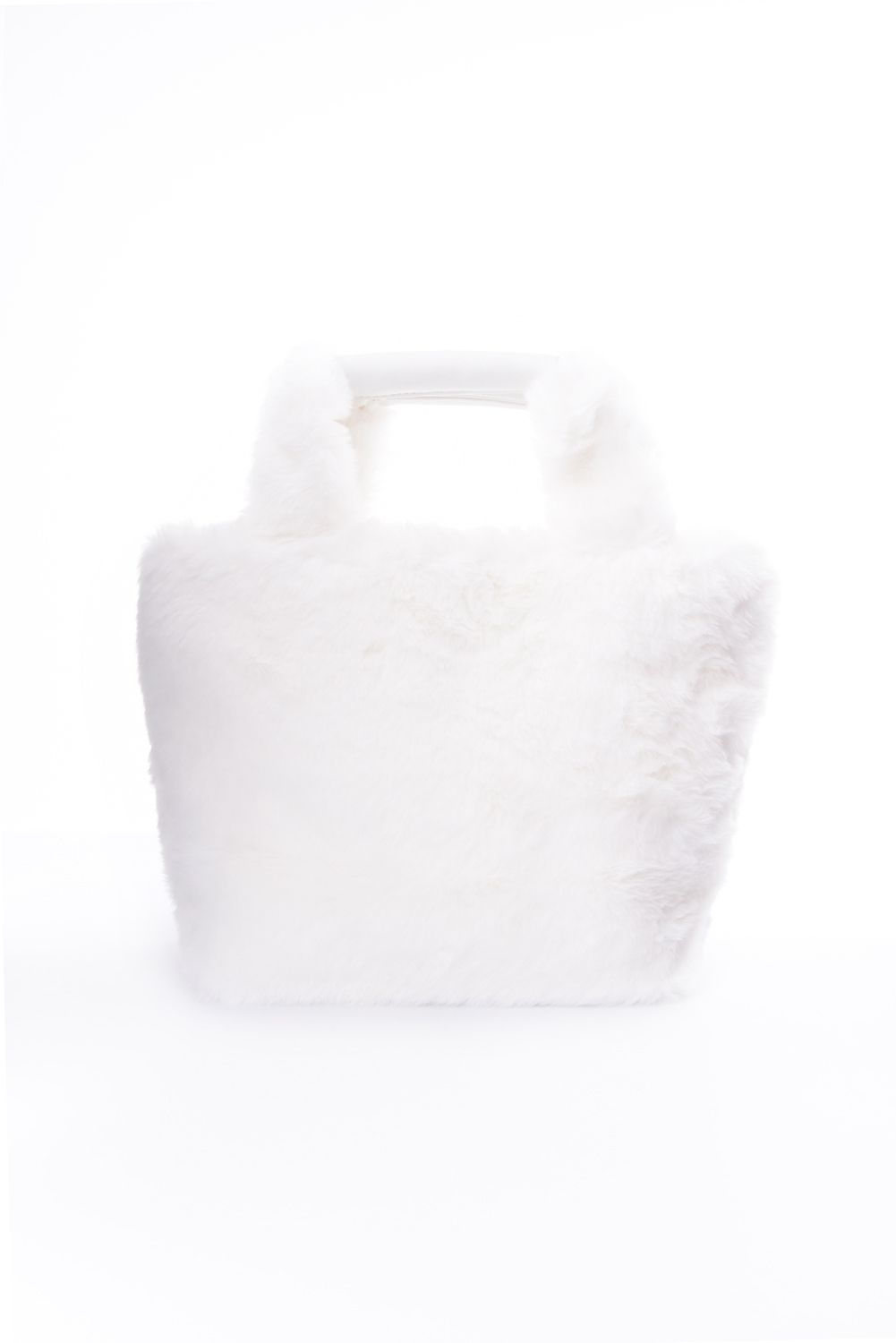 SILVER LOGO PLATE FUR MINI TOTE BAG / シルバーロゴプレートファーミニトートバッグ(ホワイト)