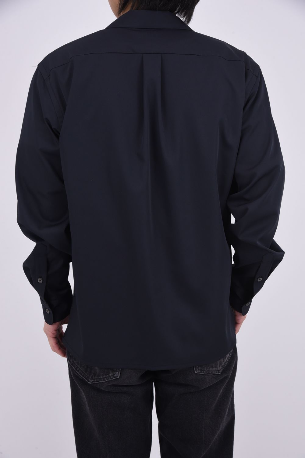 WILL SHIRTS / メッセージプリント リラックスシルエット オープンカラーシャツ (ブラック)