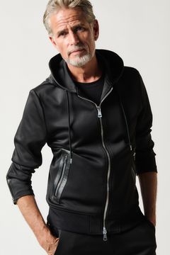 RIDERS PARKA / スキューバ ダブルジャージ ライダースパーカー ブラック