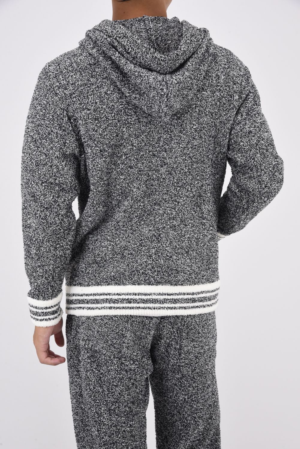 HEMLINE KNIT HOODIE / ヘムライン ジップアップ ニットフーディー トップグレー