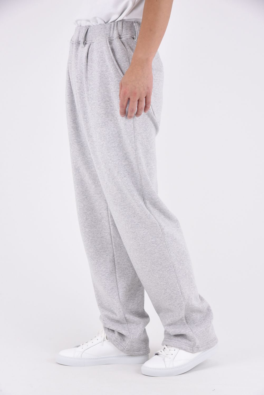 VELOURS FLEECE WIDE TUCK PANTS / 裏起毛 ベロアフリース セミワイド ワンタック イージーパンツ (グレー)