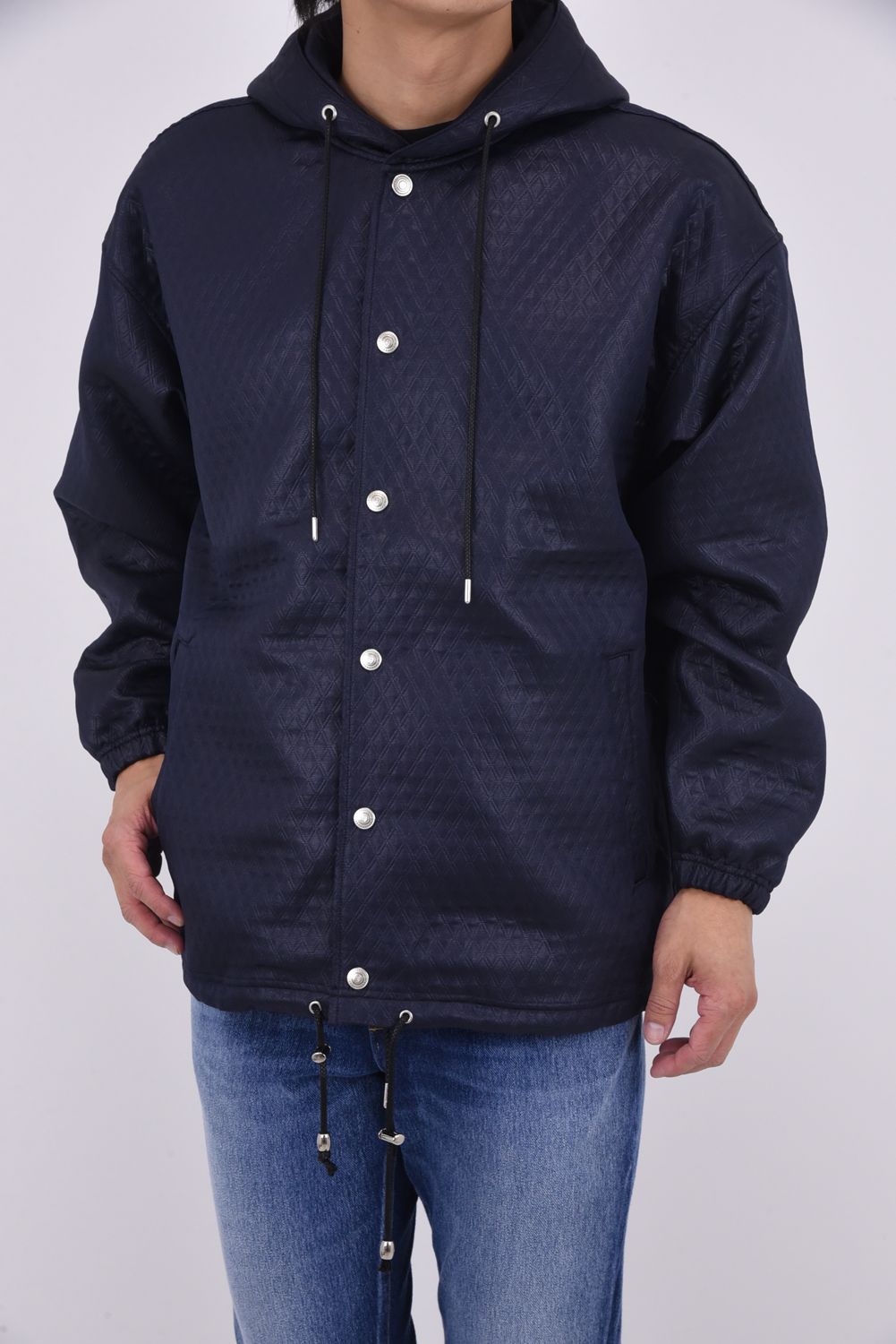 quilting coach hoodie / キルティング コーチジャケットパーカー ネイビー