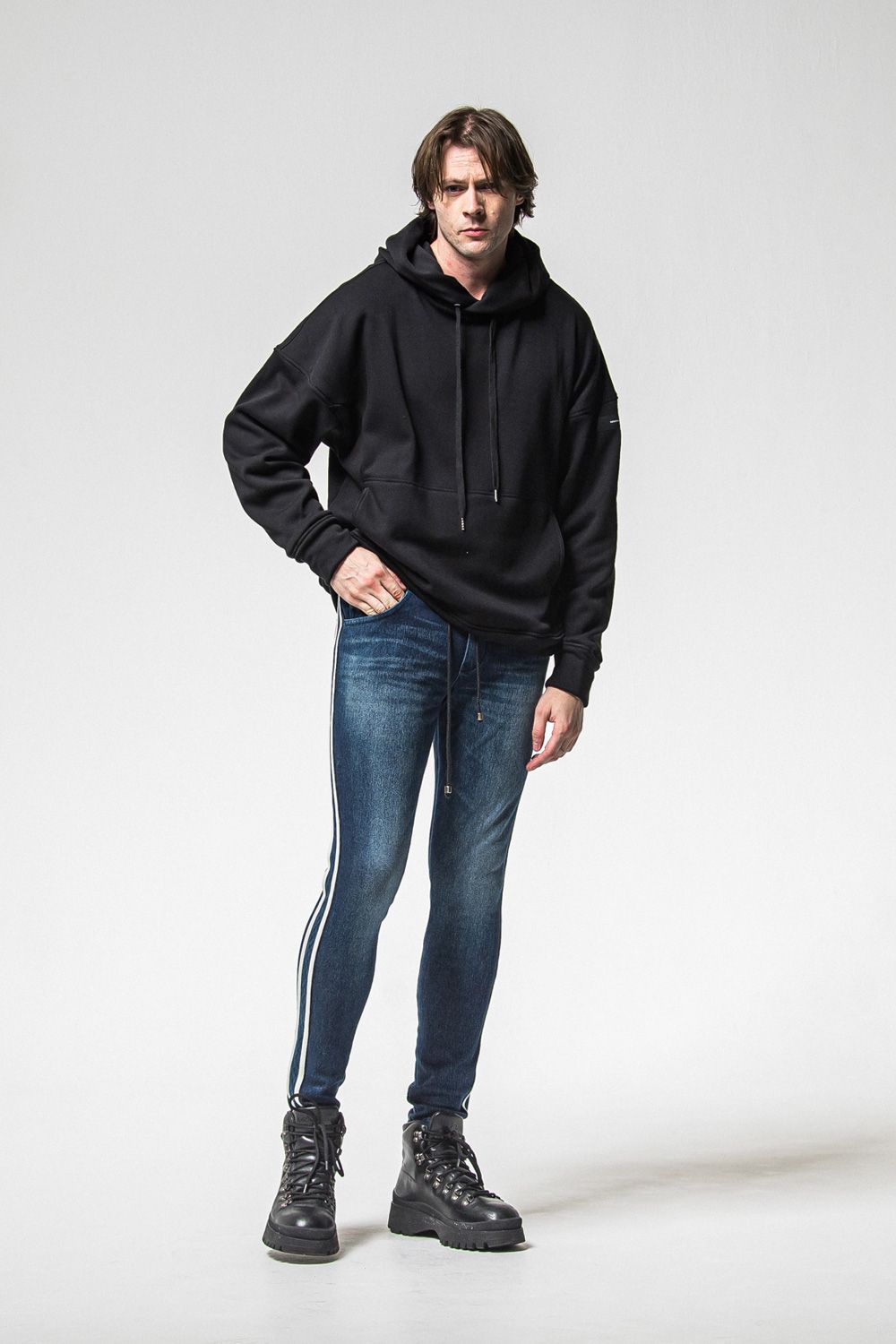 EX DENIM JERSEY BLINDLINE PT / デニムジャージー ラインパンツ (ダークインディゴ) (1月上旬入荷予定) ※オーダー締切：9月1日(月)18:00