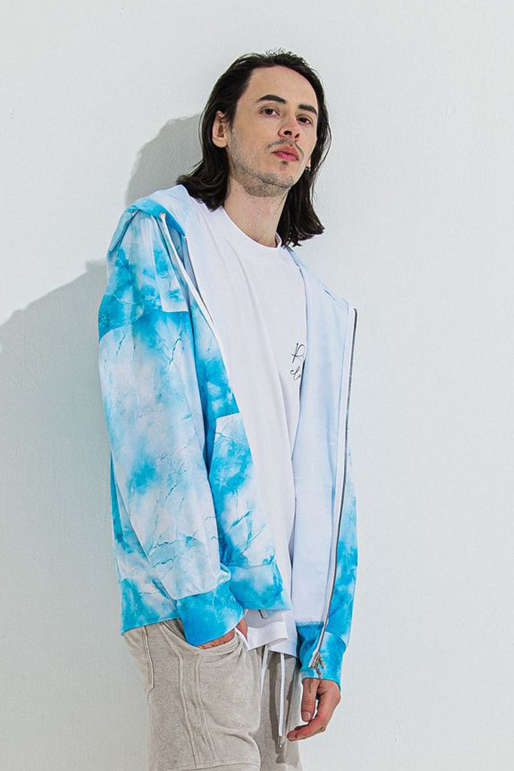 RUSH  OVER  ZIPUP HOODIE / ラッシュオーバー ジップアップパーカー マーブルブルー