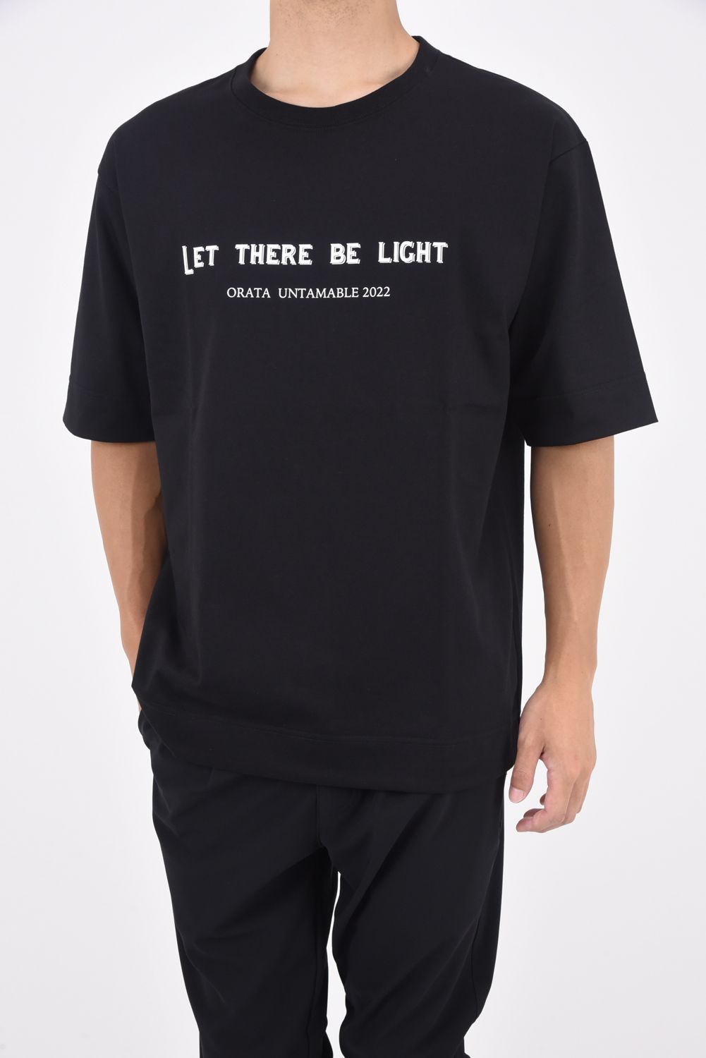 LIGHT crew T / メッセージプリント 半袖Tシャツ ブラック