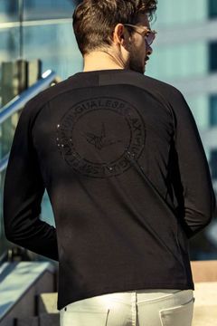 CIRCLE LOGO RHINESTONE LONG SLEEVE T-SHIRT / サークルロゴ ラインストーン ロングスリーブ Tシャツ ブラック