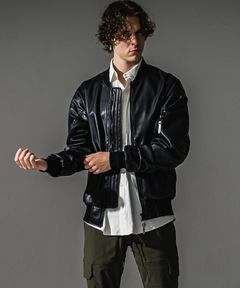 David JACKET / ドロップショルダー エコレザーフライトジャケット (ブラック) (9月末入荷予定) ※オーダー締切:5月23日(土)17時