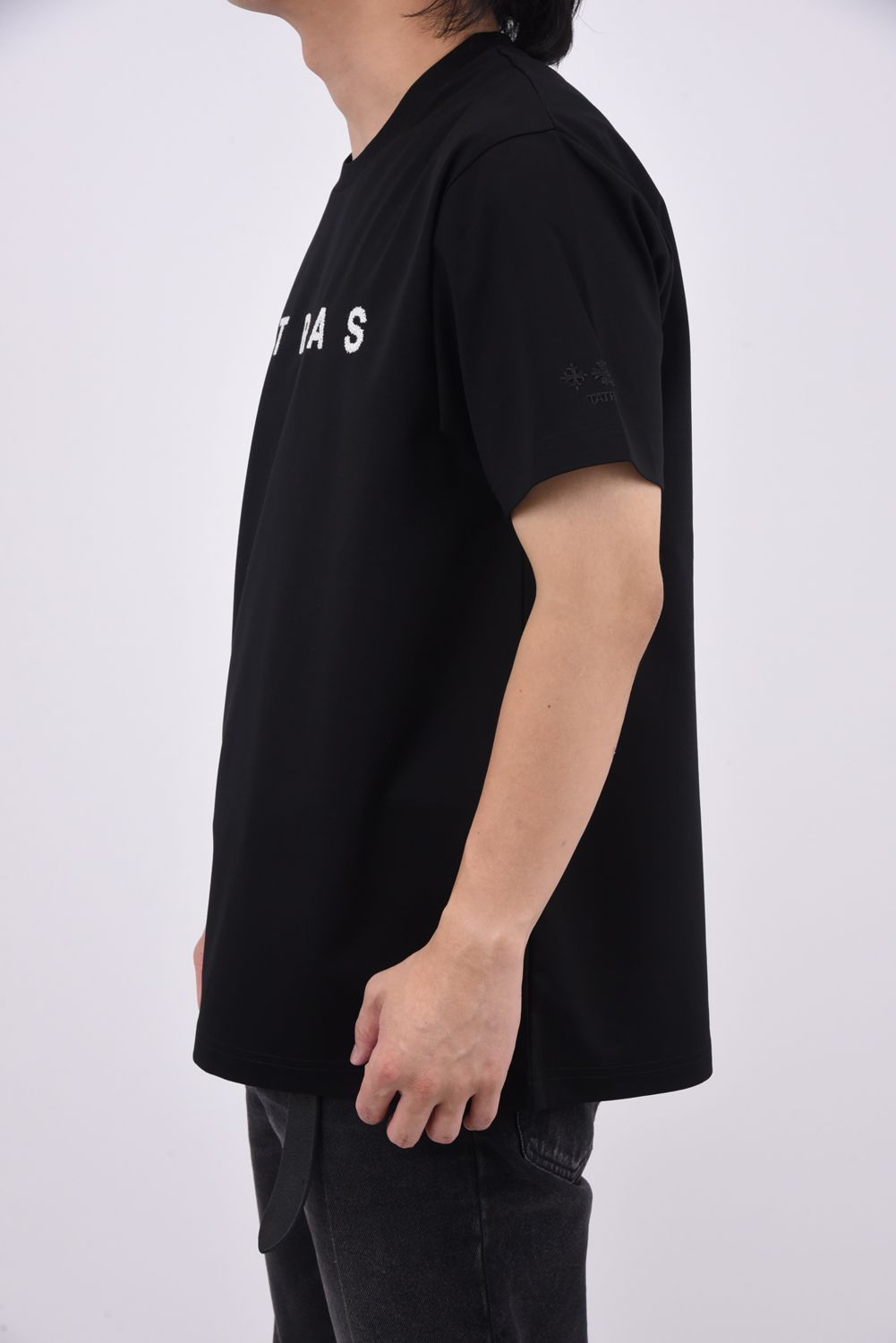PARTINICO (パルティニコ) / ブランドロゴ刺繍 ハーフスリーブ Tシャツ ブラック