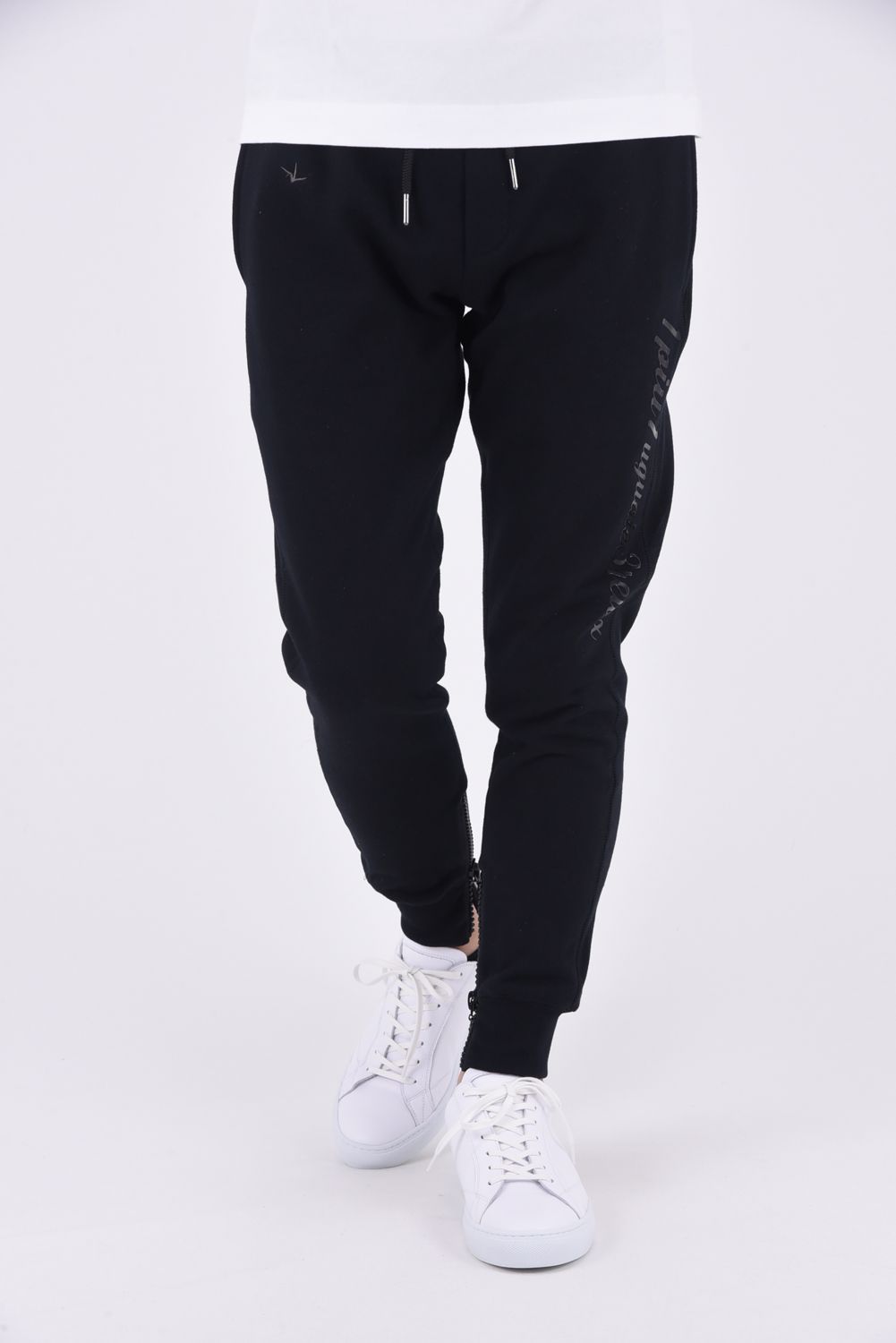 GLITTER ZIP LONG PANTS / グリッターロゴ ロングパンツ ブラック