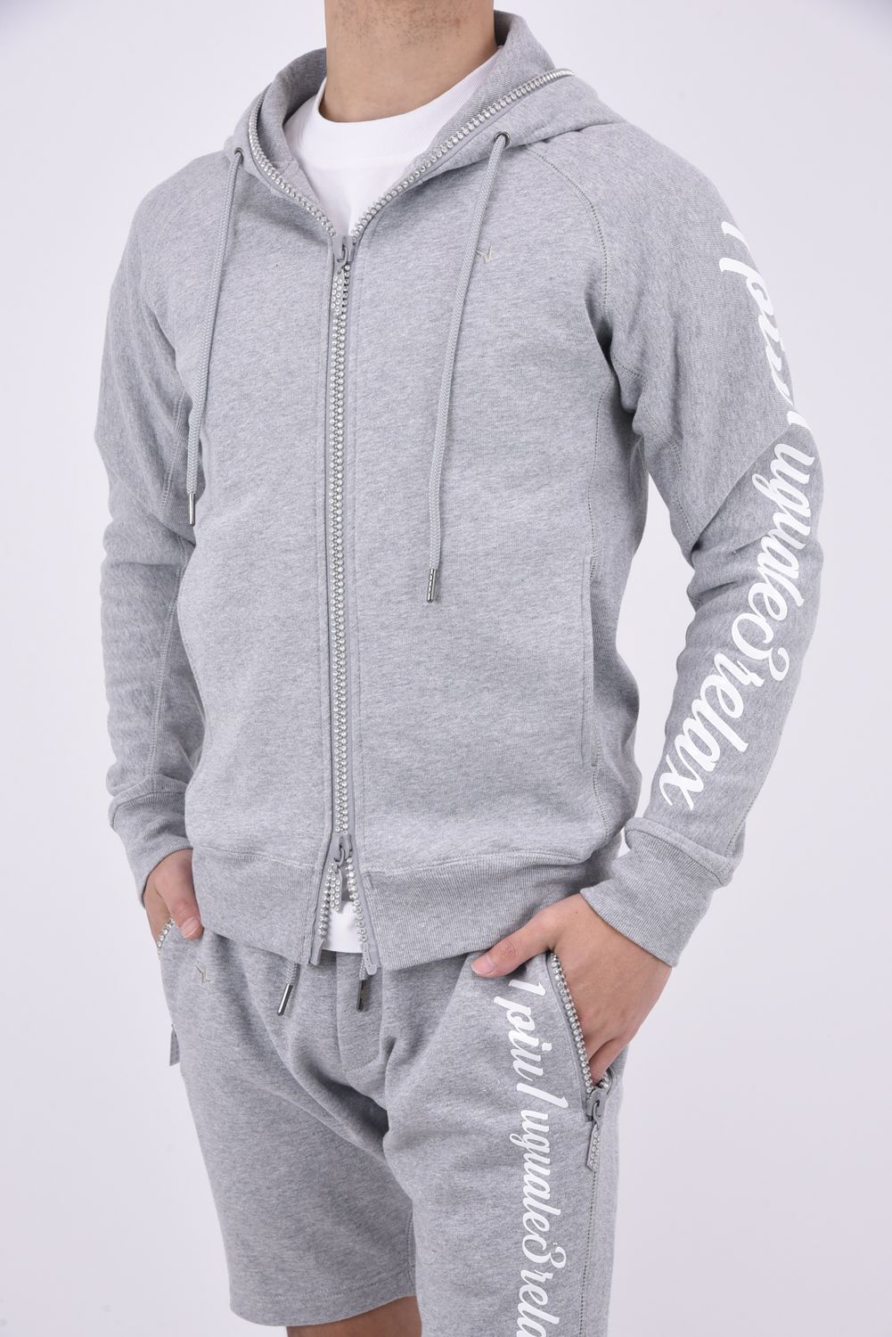 GLITTER ZIP HOODIE / グリッターロゴ ジップパーカー トップグレー