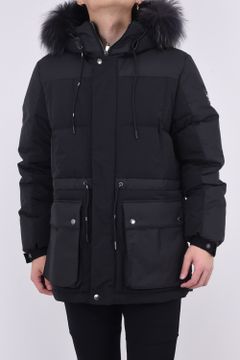 ALTIO (アルティオ) / コントラストナイロン オーバーダウンコート ブラック