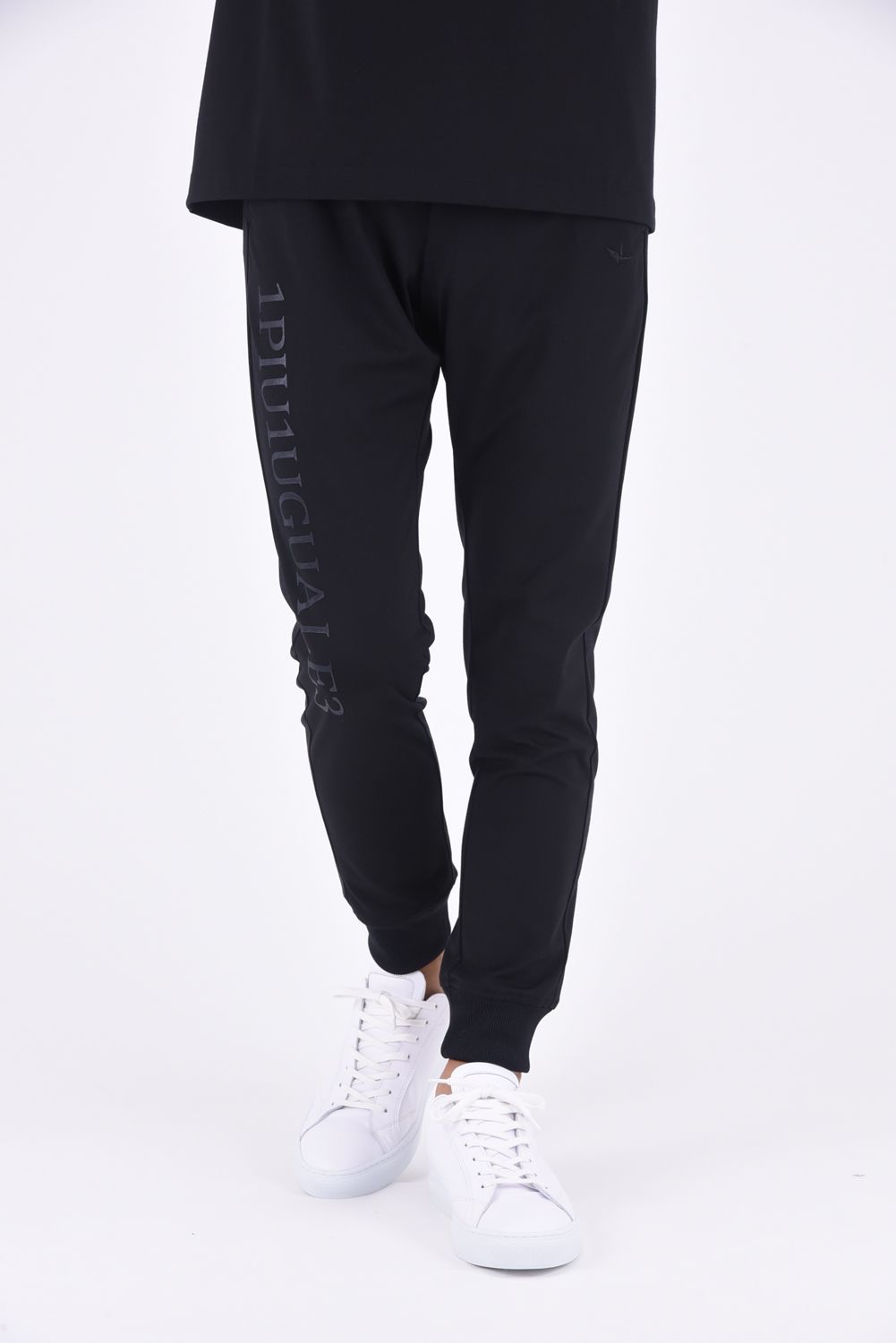 113SPORT COMFORTABLE TAG SOLID RIB / 113ロゴ ストレッチ リブパンツ ブラック