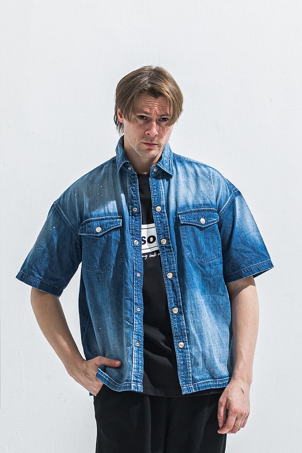 HALF DENIM SHIRTS / ハーフスリーブ デニムシャツ （ダークインディゴ） (6月上旬入荷予定) ※オーダー締切:2月15日(日)18時