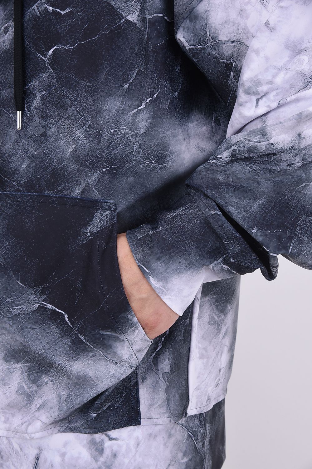 RUSH  OVER  ZIPUP HOODIE / ラッシュオーバー ジップアップパーカー マーブルブラック
