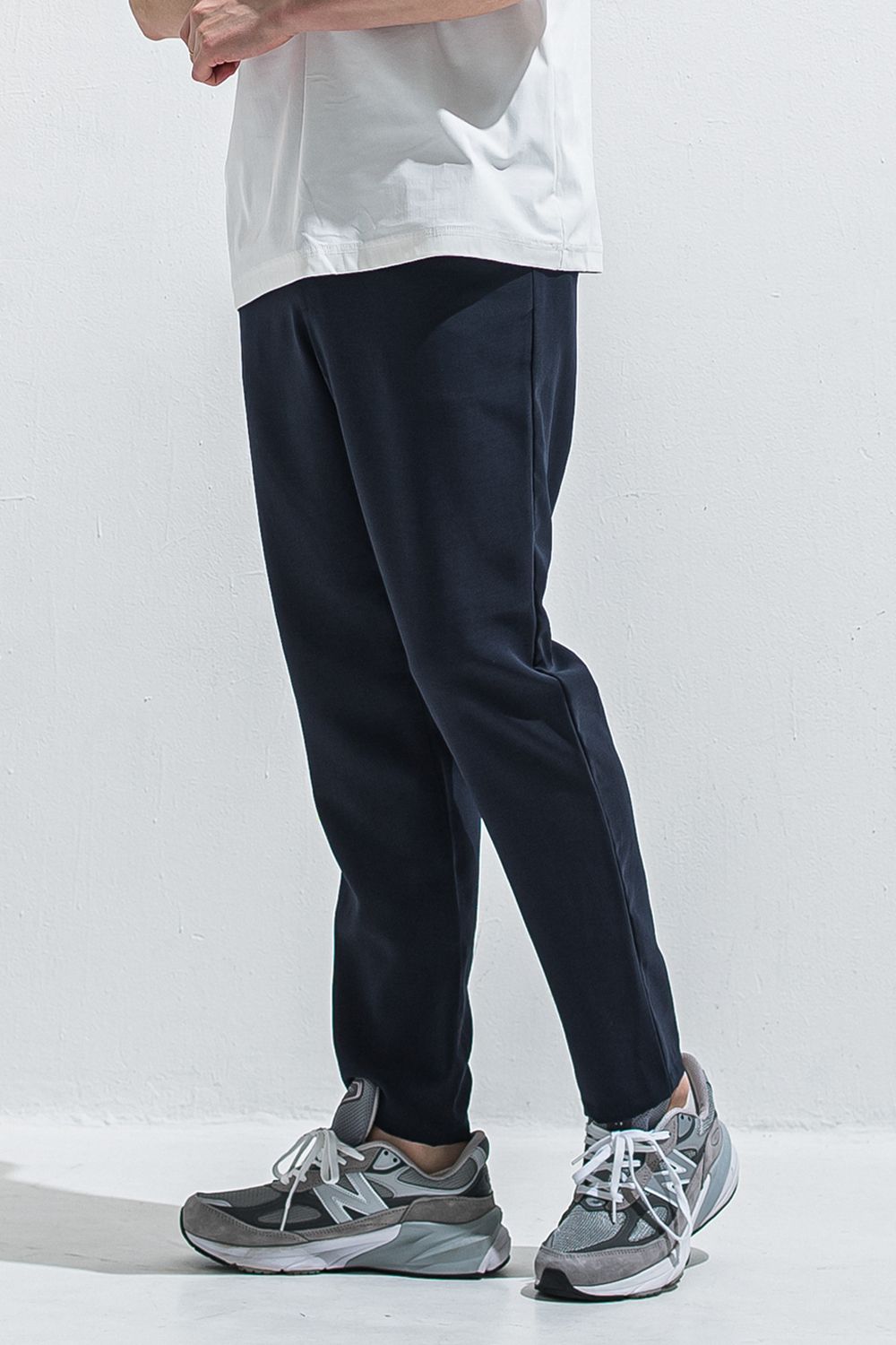 PAT WIDE EASY PANTS / ツイル生地 ワイドテーパード イージースラックス (ネイビー) (4月中旬入荷予定) ※オーダー締切:2月15日(日)18時
