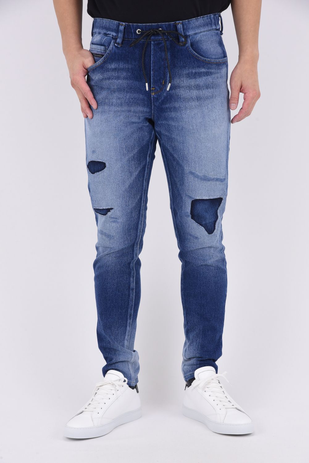MICK DENIM JERSEY  / 定番 デニム ダメージ ジャージーンズ インディゴユーズド