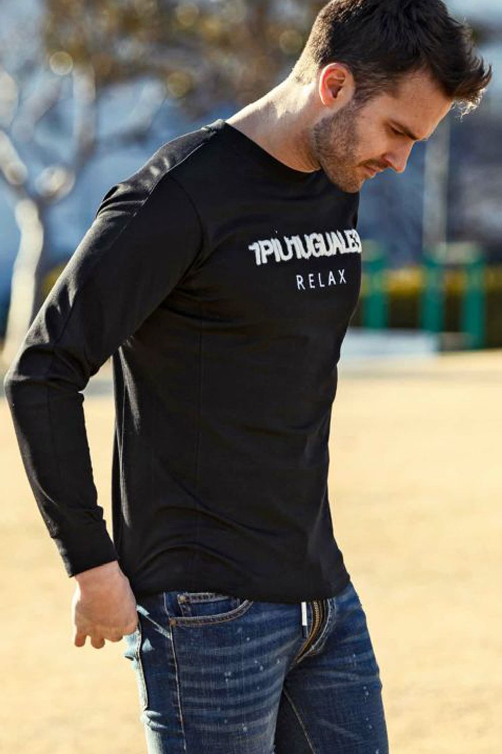 1PIU APPLIQUÉ LONG-SLEEVED T-SHIRT / ボアロゴ 刺繍 ロングTシャツ ブラック