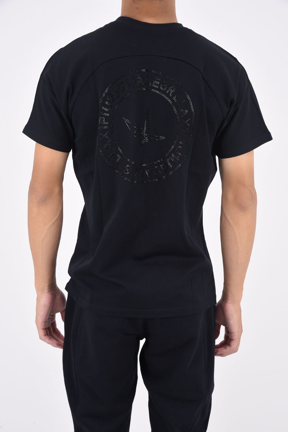 CIRCLE LOGO RHINESTONE SHORT SLEEVE T-SHIRT / サークルロゴ ラインストーン 半袖Tシャツ ブラック