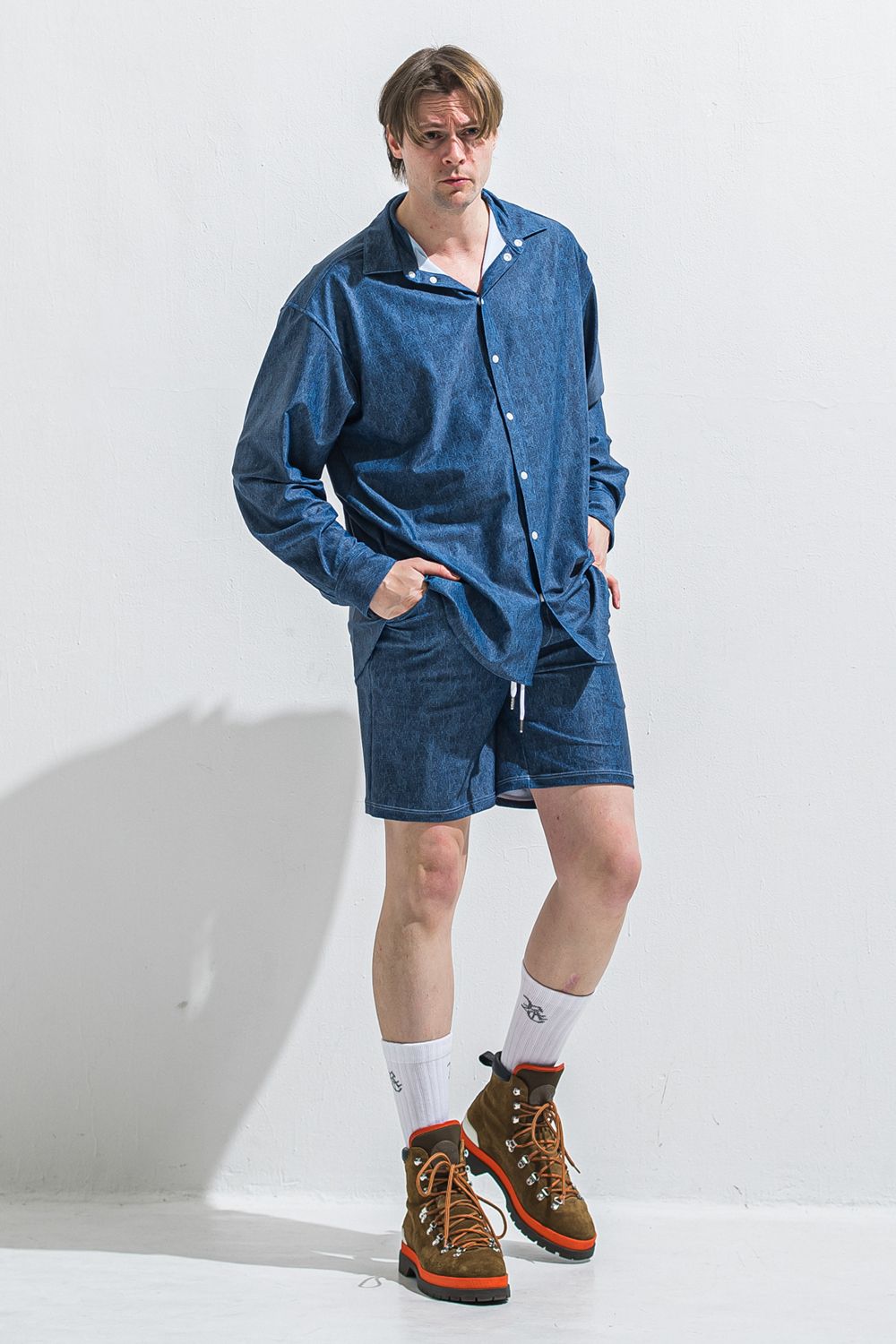 RUSH DENIM SHORTS / ラッシュガード デニムデザイン ショートパンツ (ダークインディゴ) (5月末入荷予定) ※オーダー締切:2月15日(日)18時