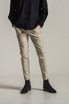 CHRIS EASY HEAT TUCK PANTS / ナイロンストレッチ 裏起毛 スラックスイージータックパンツ グレージュ