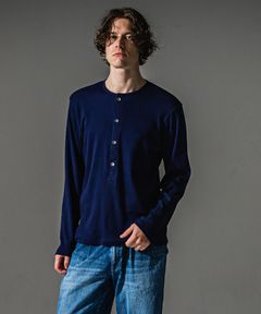 RIB HENRY LONGSLEAVE / ヘンリーネック リブニットロングスリーブTシャツ (ネイビー) (7月中旬入荷予定) ※オーダー締切:5月23日(土)17時