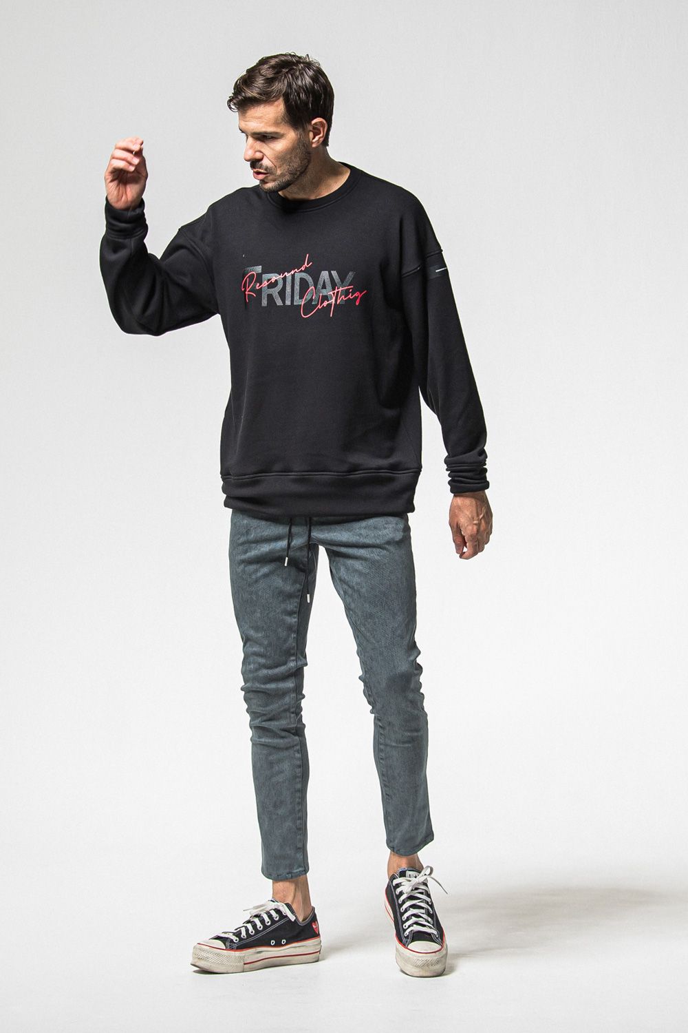 FRAIDAY OLD LOGO VELOURS FLEECE TRAINER / 裏ベロアフリース ロゴ ロングスリーブ トレーナー (ブラック) (11月上旬入荷予定) ※オーダー締切：9月1日(月)18:00