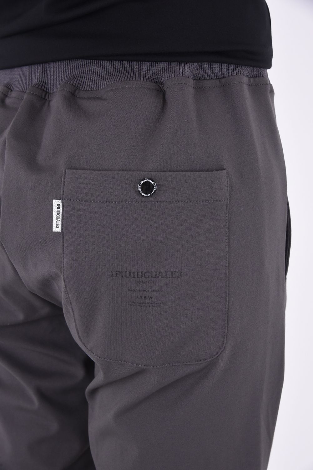 113SPORT COMFORTABLE TAG SOLID RIB / 113ロゴ ストレッチ リブパンツ チャコール