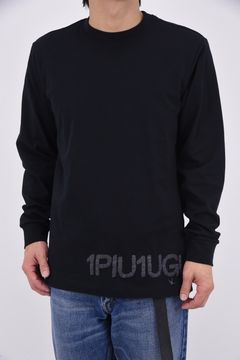 【26SS】 HAND-EMBROIDERED LOGO LONG T-SHIRT / ブランドロゴ 刺繍風プリント ロングスリーブTシャツ (ブラック)