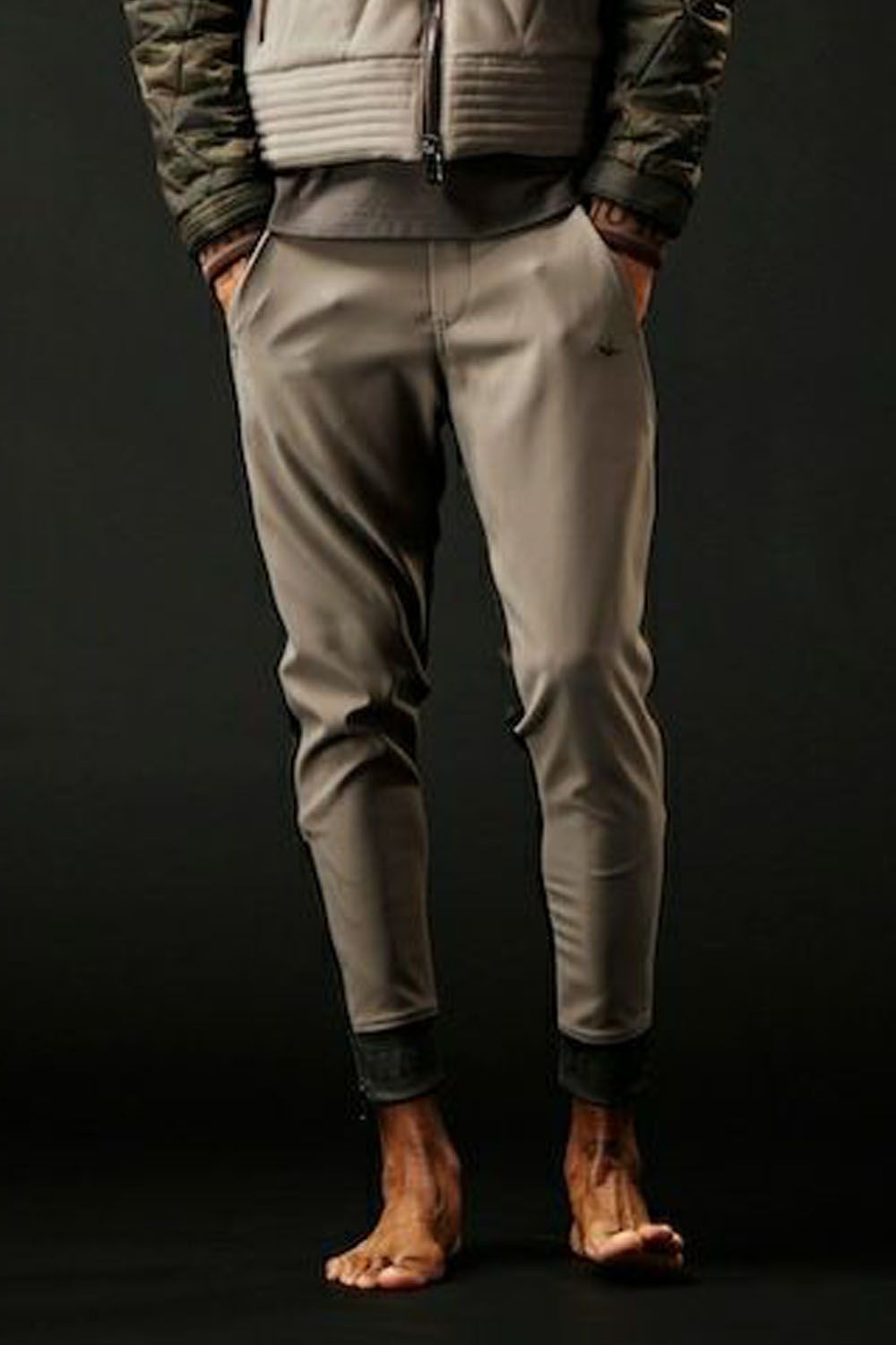 113SPORT PREMIUM HYBLID HEM ZIP PT / 113スポーツ プレミアム ジップ パンツ カーキ/グレー