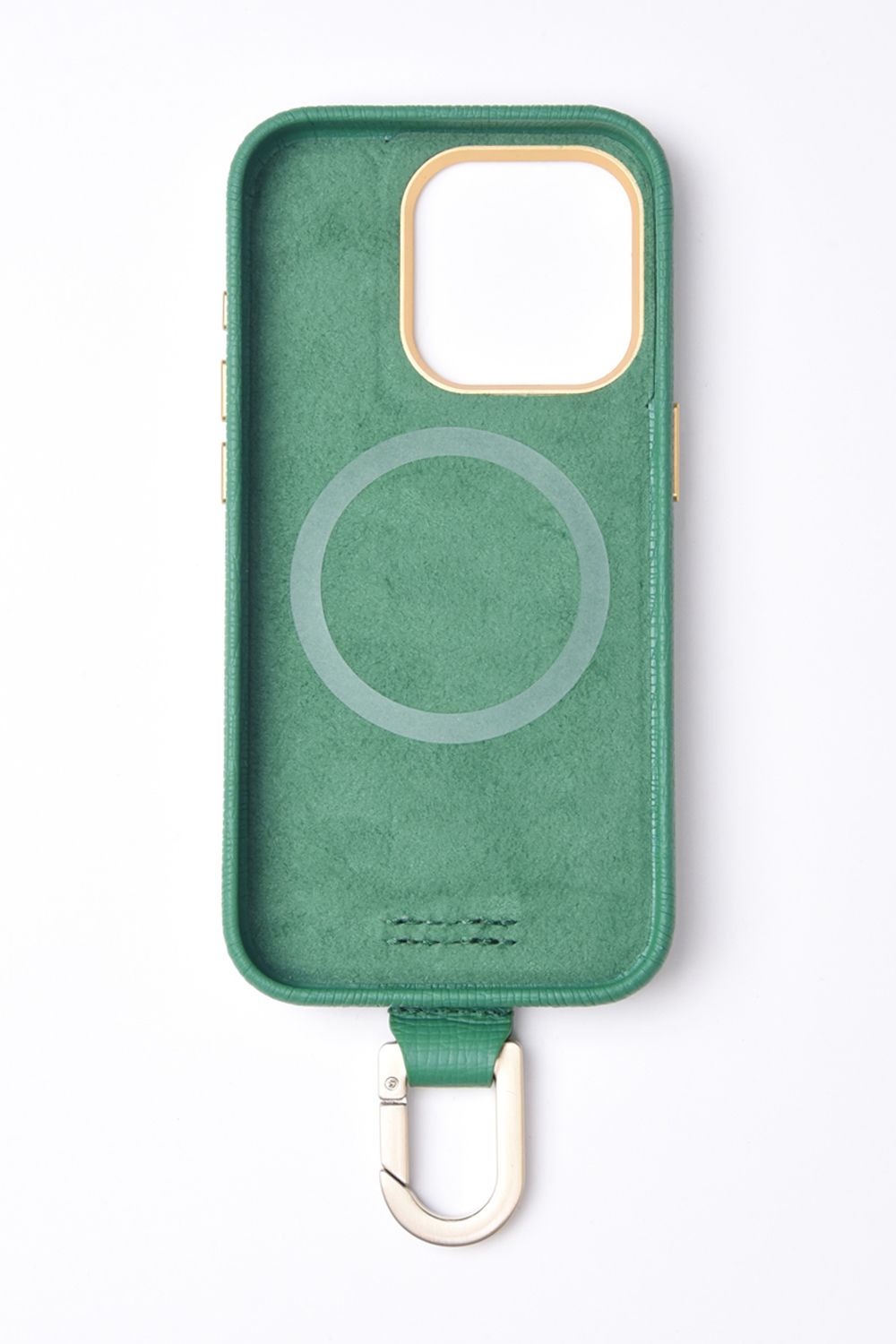 CARABINER-CASE / カラビナ付 iPhone レザーケース (ジョリーグリーン)