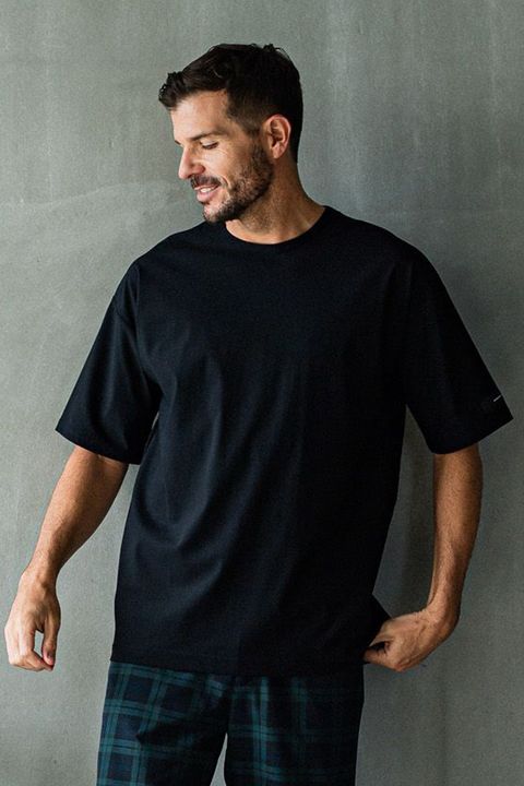 NYLON OVER T / ナイロンマイクロファイバー オーバーサイズTシャツ ブラック