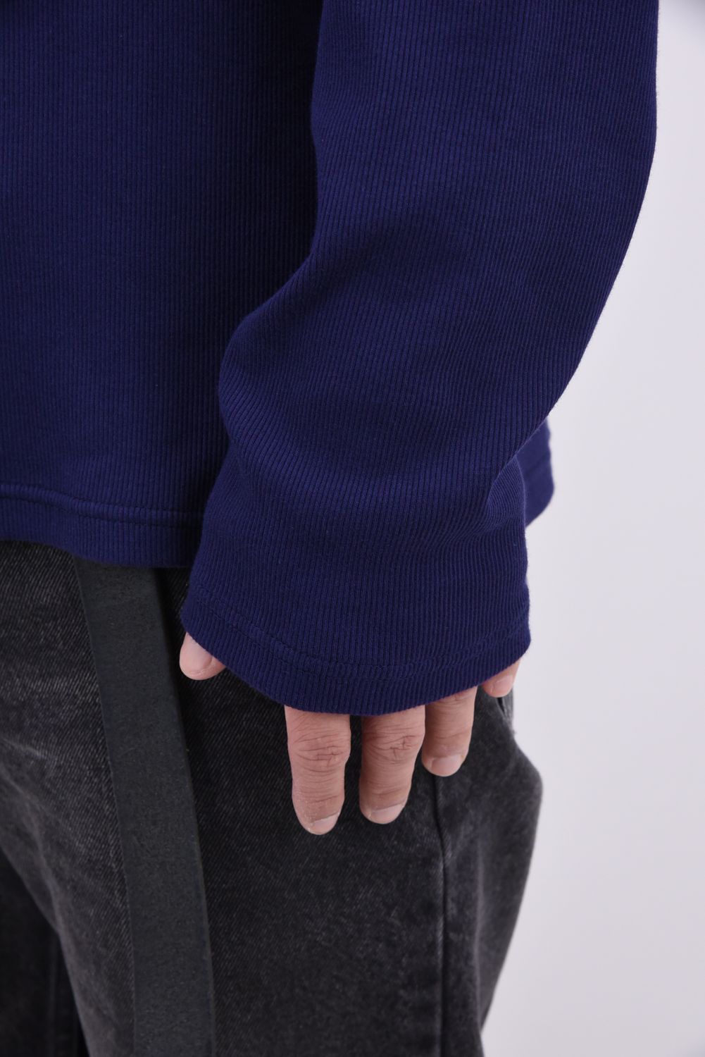 RIB HENRY LONGSLEAVE / ヘンリーネック リブニットロングスリーブTシャツ (ネイビー)