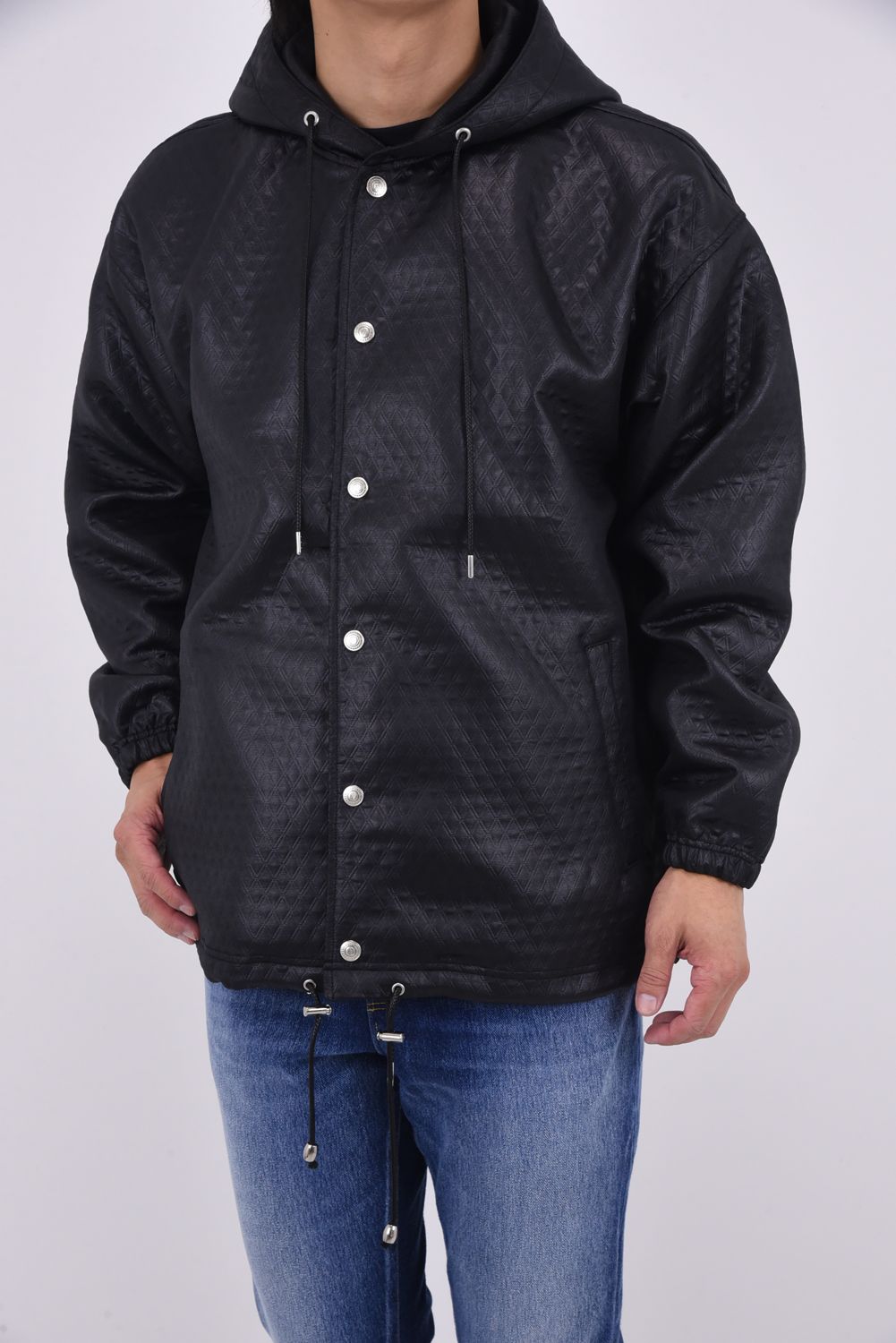 quilting coach hoodie / キルティング コーチジャケットパーカー ブラック