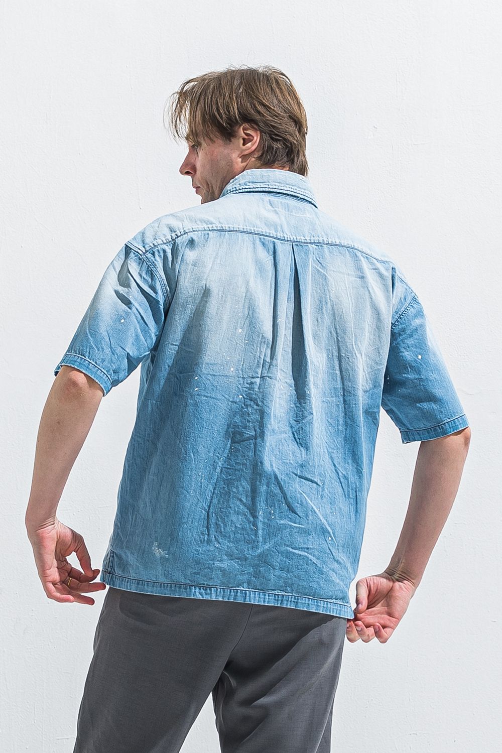 HALF DENIM SHIRTS / ハーフスリーブ デニムシャツ （ライトインディゴ） (6月上旬入荷予定) ※オーダー締切:2月15日(日)18時