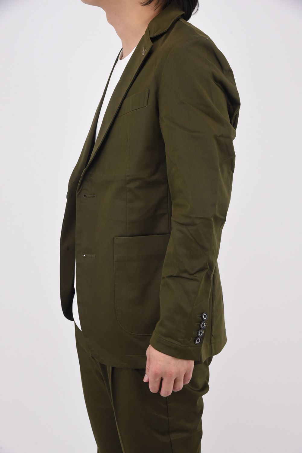 【25AW】 BRIGHT STRETCH JACKET & SLACKS / 微光沢素材 ストレッチジャケット&スラックスセットアップ (カーキ)