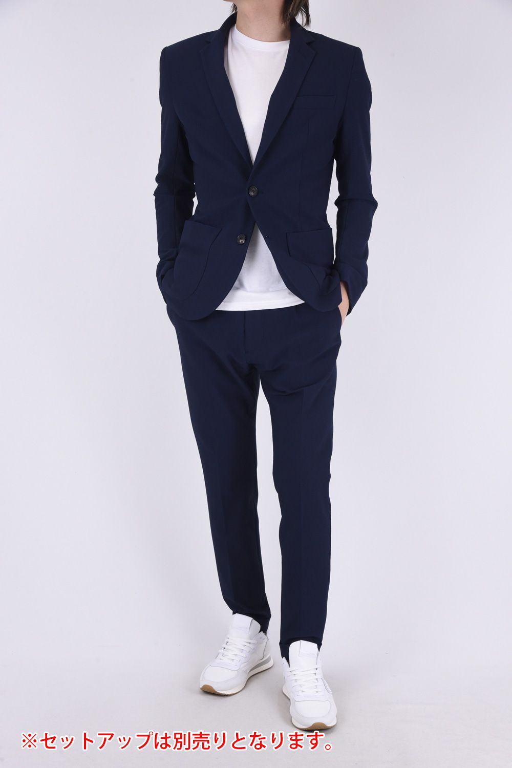 COMFY PANTS / ストレッチサッカー スラックス  ネイビー