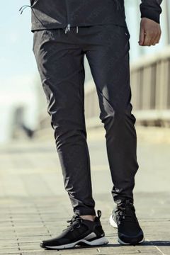 RUNNING DIAGONAL LOGO  PANTS  / ランニング ダイアゴナル ロゴ ロングパンツ ブラック