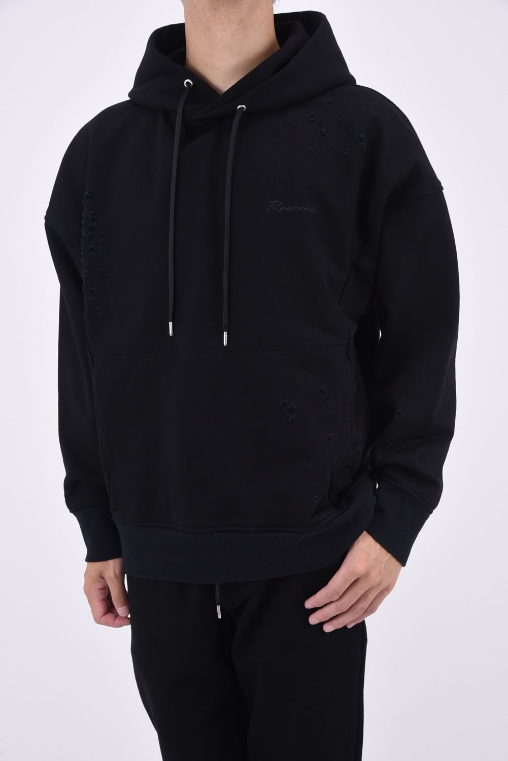 VINTEAGE LOOSE HOODIE / ルーズフィット パーカー クラッシュブラック
