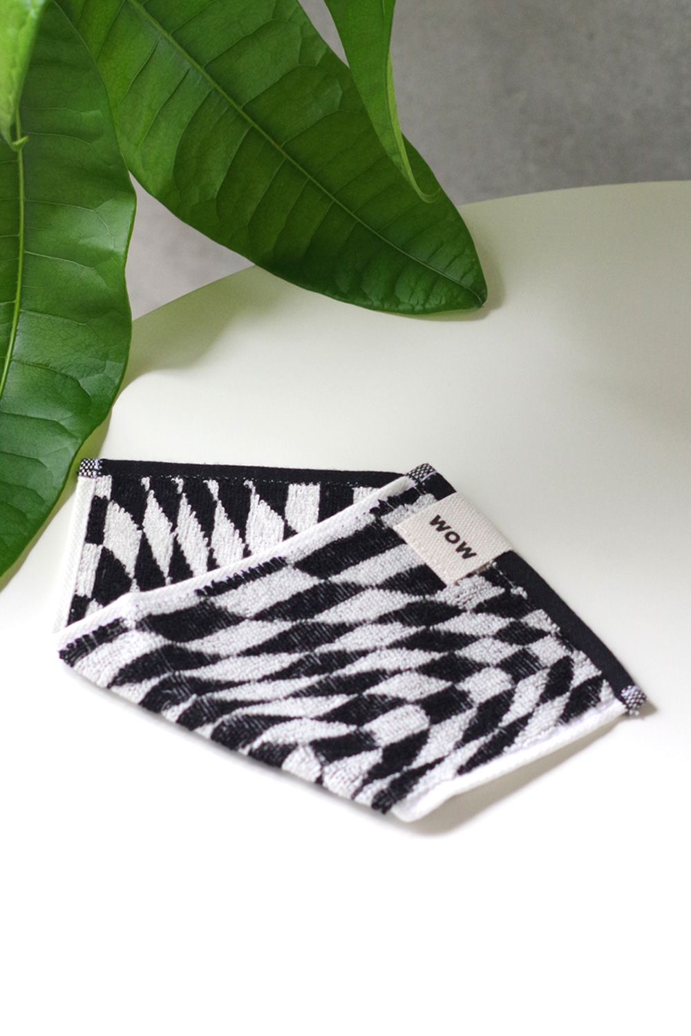 Check Mini Towel / シルク混 チェック ミニタオル (ブラック)