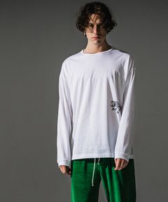 uk over longsleave Tee / パッチワークロゴプリント オーバーサイズ ロングスリーブTシャツ (ホワイト) (7月中旬入荷予定) ※オーダー締切:5月23日(土)17時