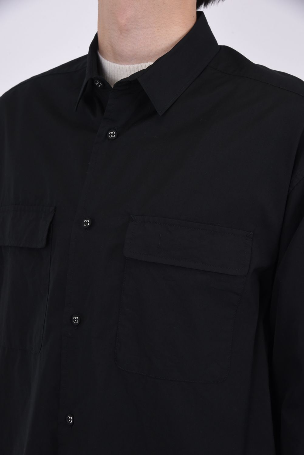 TYPEWRITER LONG SLEEVES WIDE SHIRT / タイプライター オーバーサイズ シャツ ブラック