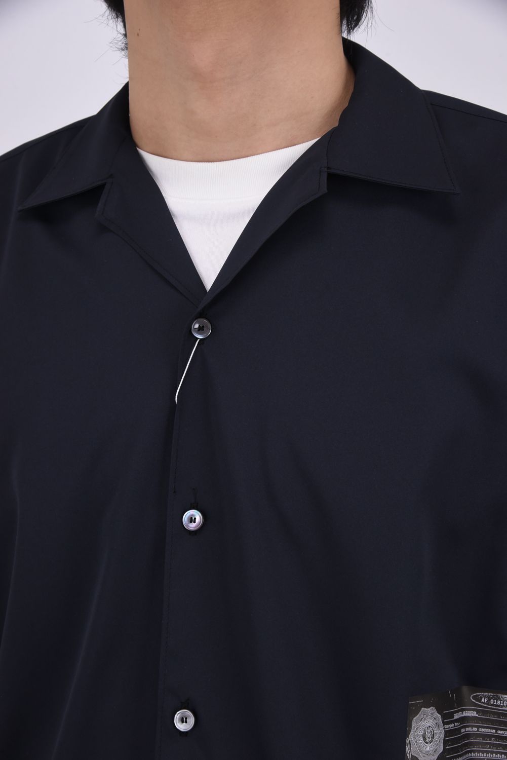 WILL SHIRTS / メッセージプリント リラックスシルエット オープンカラーシャツ (ブラック)