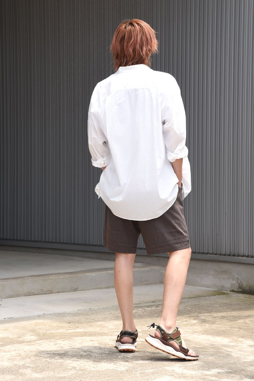 【White Mountaineering】 シャツ×ショーツスタイル