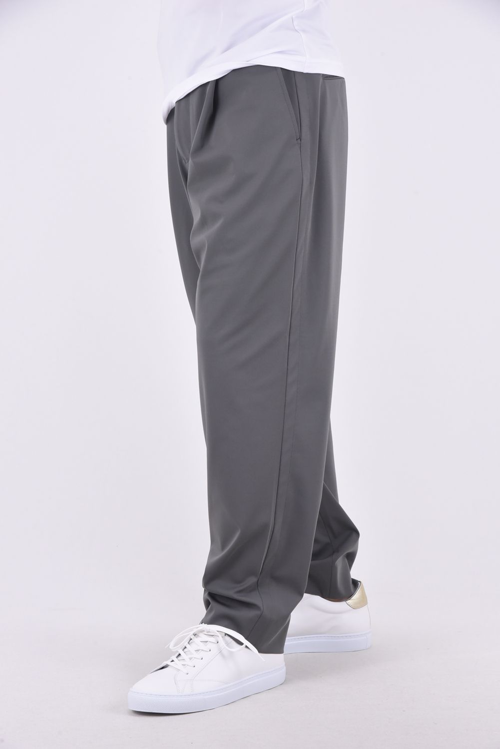1OUT-PLEATS PANTS - STRETCH JERSEY / ポリエステルジャージー 1アウトプリーツ スラックス グレー